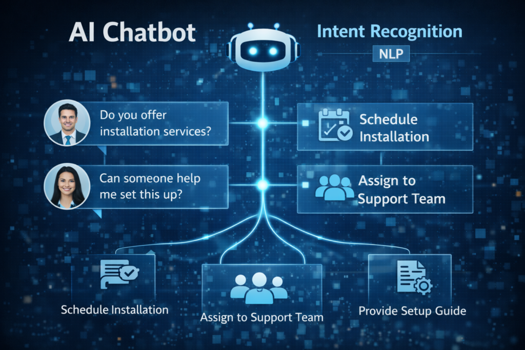 AI Chatbot Automation using natural language processing for intent recognition