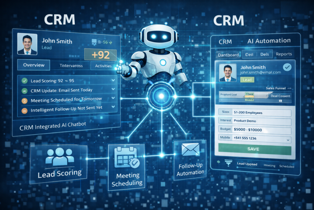 AI Chatbot Automation integrated with CRM and backend systems